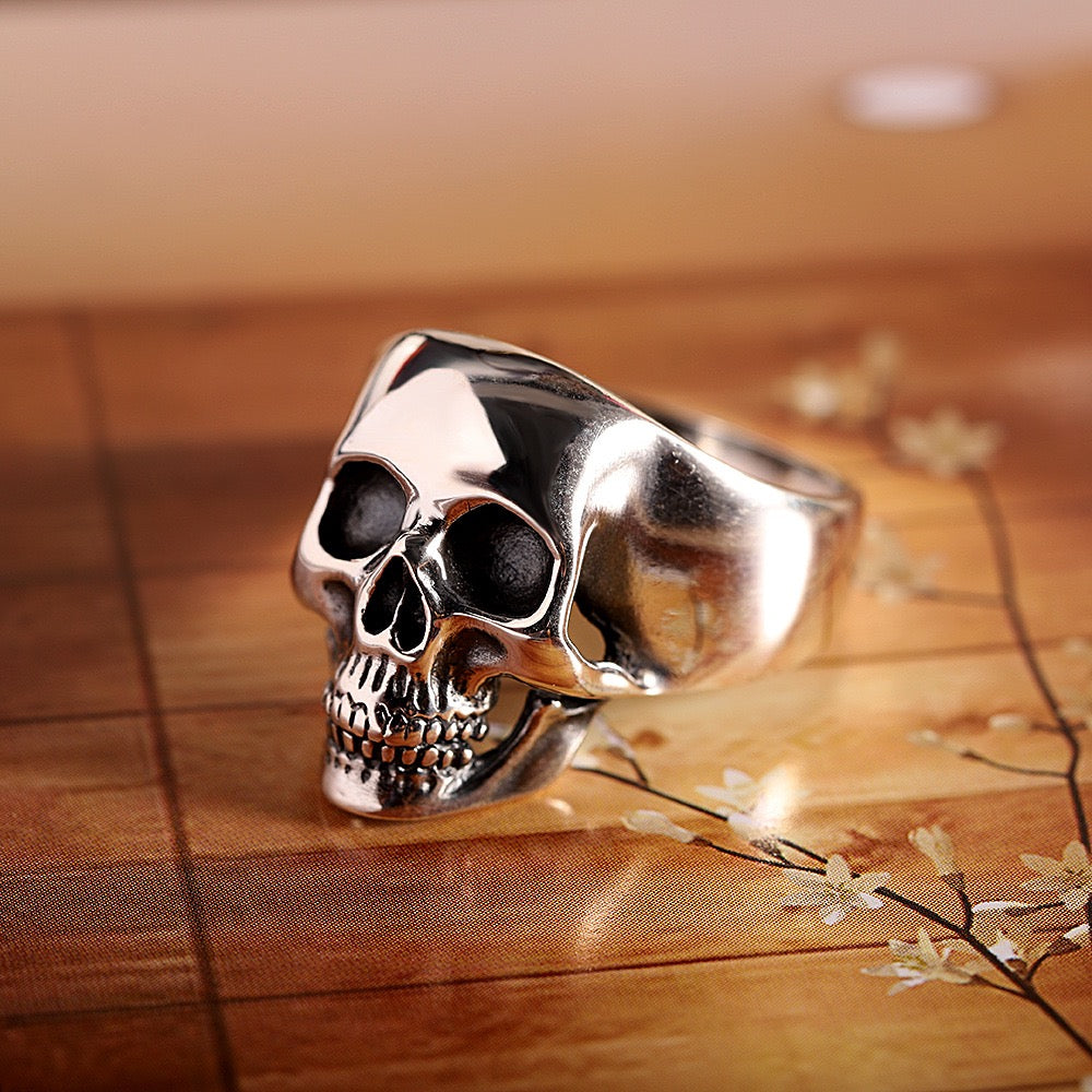 Genuine 925 Sterling Silver Vintage Skull Ring Men’s Gothic Biker Ring